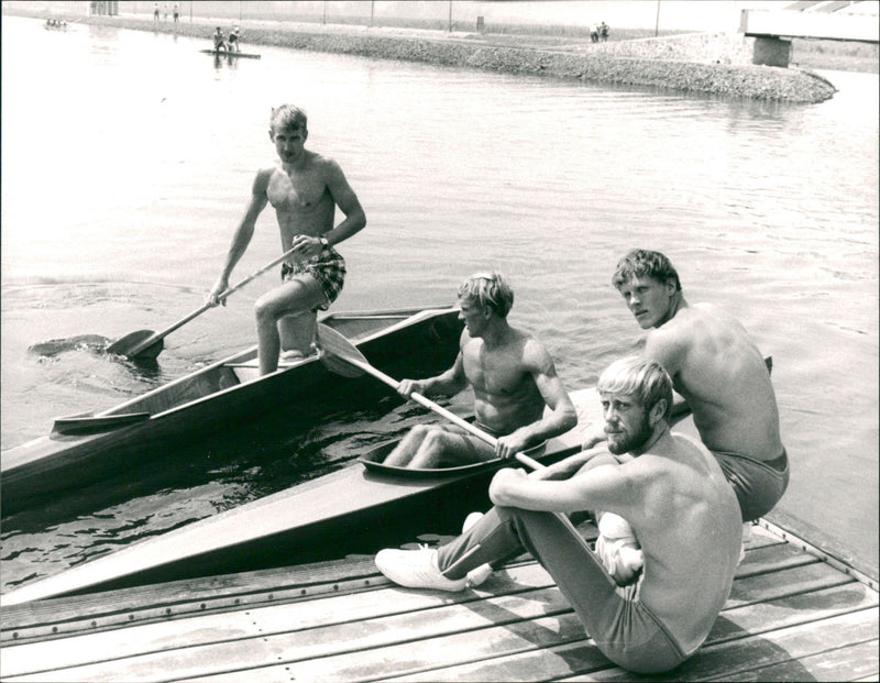 Bernt Lindelof, Ove Emanuelsson, Rolf Peterson and Erik Zeidlutz. - Vintage Photograph