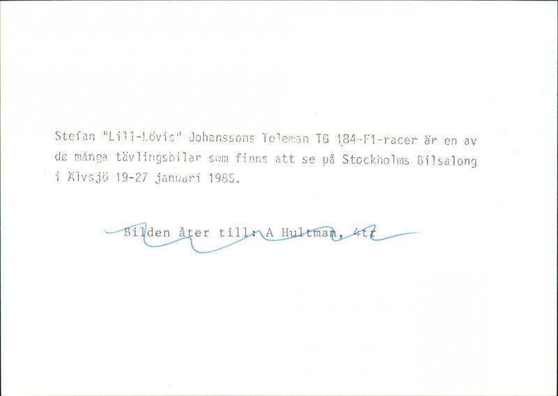 Stefan Johansson - Vintage Photograph