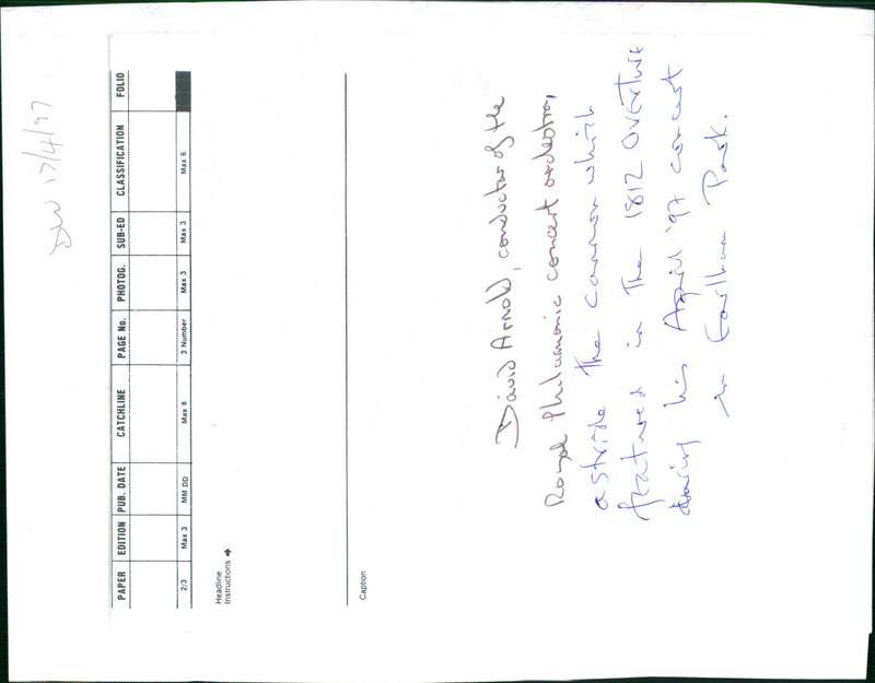 DAVID ROYAL CONCERT - Vintage Photograph