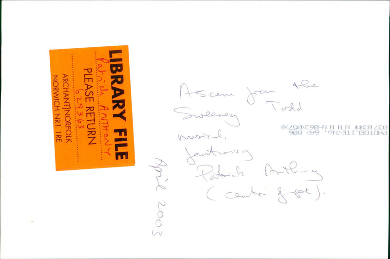 A scene from the Sweeny Tudd musical featuring Patrick Anthony - Vintage Photograph