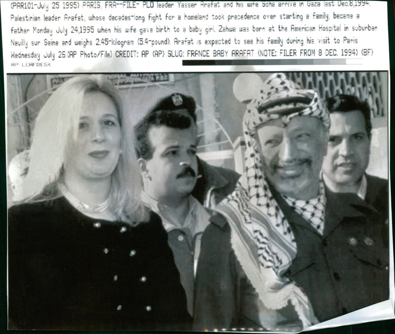 Yasser Arafat and his wife Soha arrive in Gaza - Vintage Photograph