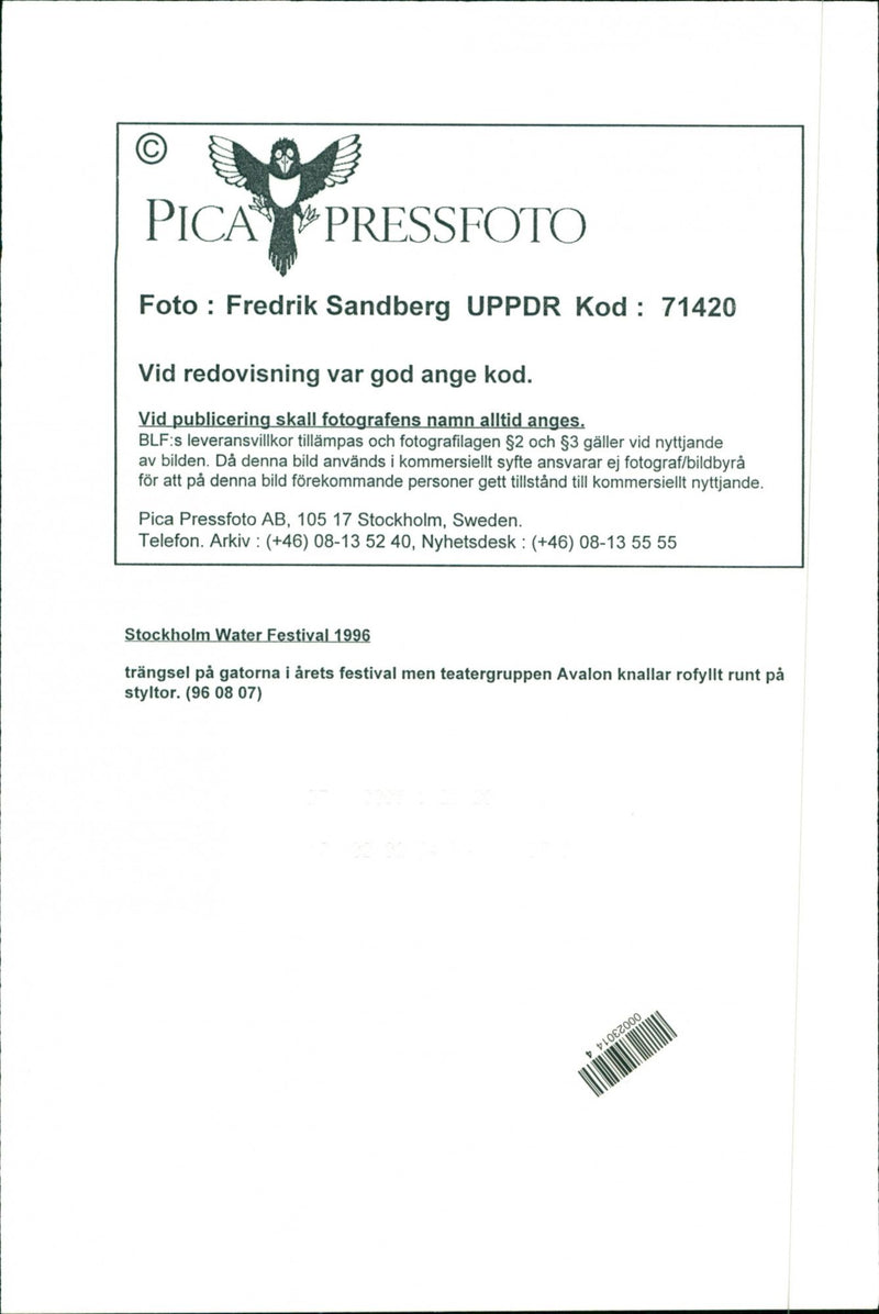 1996 LANDSCAPE ARLA NMJOLK SWEDEN RESPONS FESTIVAL - Vintage Photograph