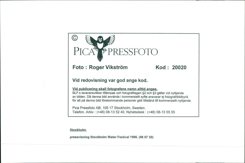 1996 LANDSCAPE ARLA NMJOLK TELEPHONE SWEDEN FESTIVAL - Vintage Photograph