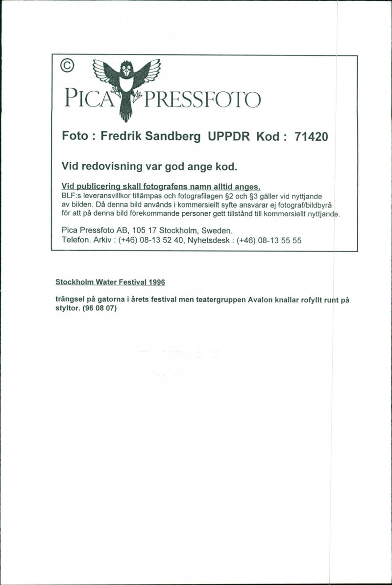 1996 LANDSCAPE ARLA NMJOLK SWEDEN RESPONS FESTIVAL - Vintage Photograph