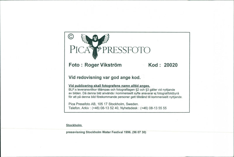 1996 LANDSCAPE ARLA NMJOLK TELEPHONE SWEDEN FESTIVAL - Vintage Photograph