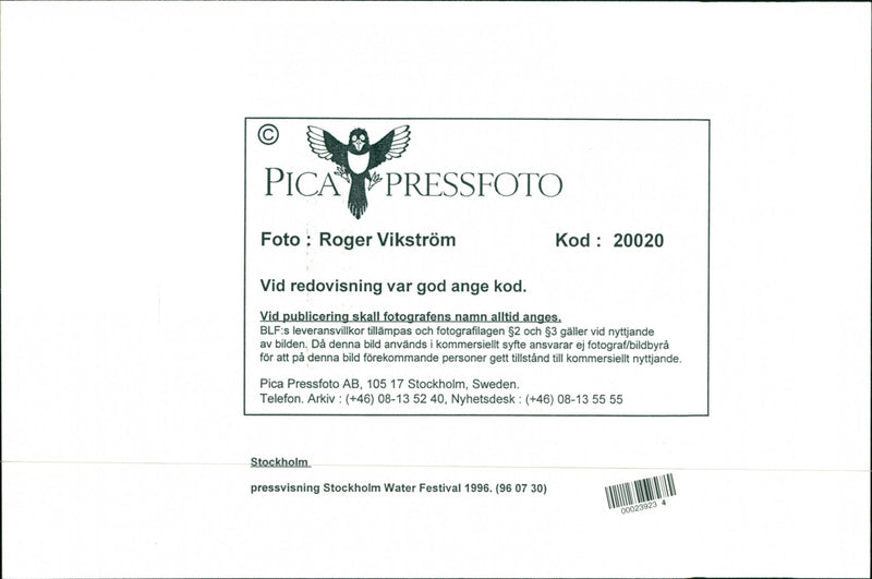 1996 LANDSCAPE ARLA NMJOLK TELEPHONE SWEDEN FESTIVAL - Vintage Photograph