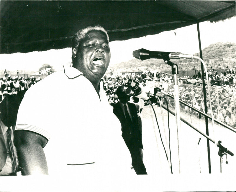 Zimbabwean politician Joshua Nkomo at Gwanda election rally - Vintage Photograph