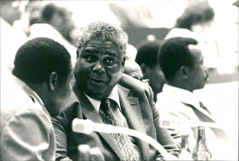 Zimbabwean politician Joshua Nkomo at a conference - Vintage Photograph