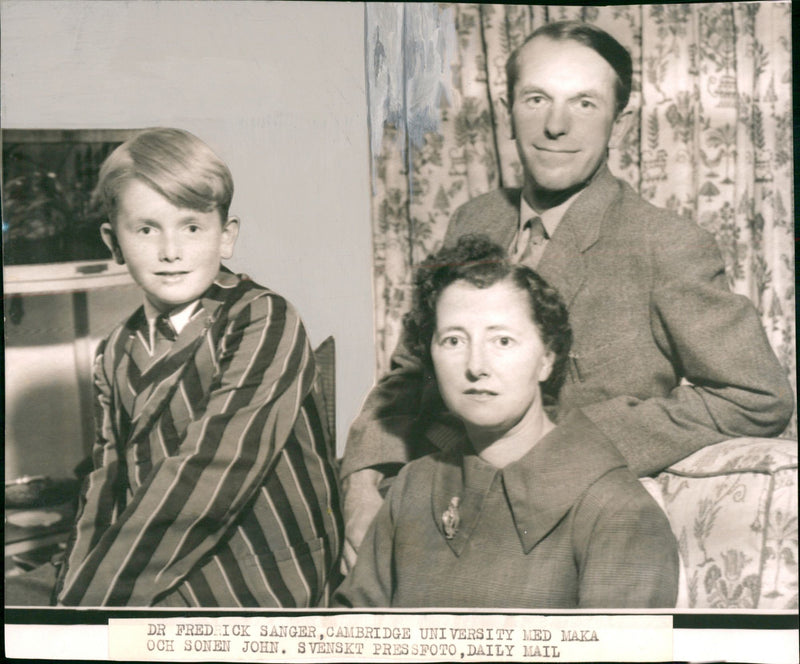 Frederick Sanger, Margaret Joan Howe and Peter Sanger. - Vintage Photograph
