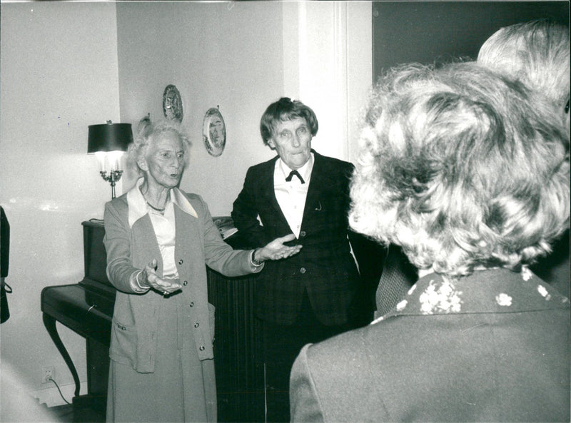 Swedish librarian Elsa Olenius with writer Astrid Lindgren - Vintage Photograph