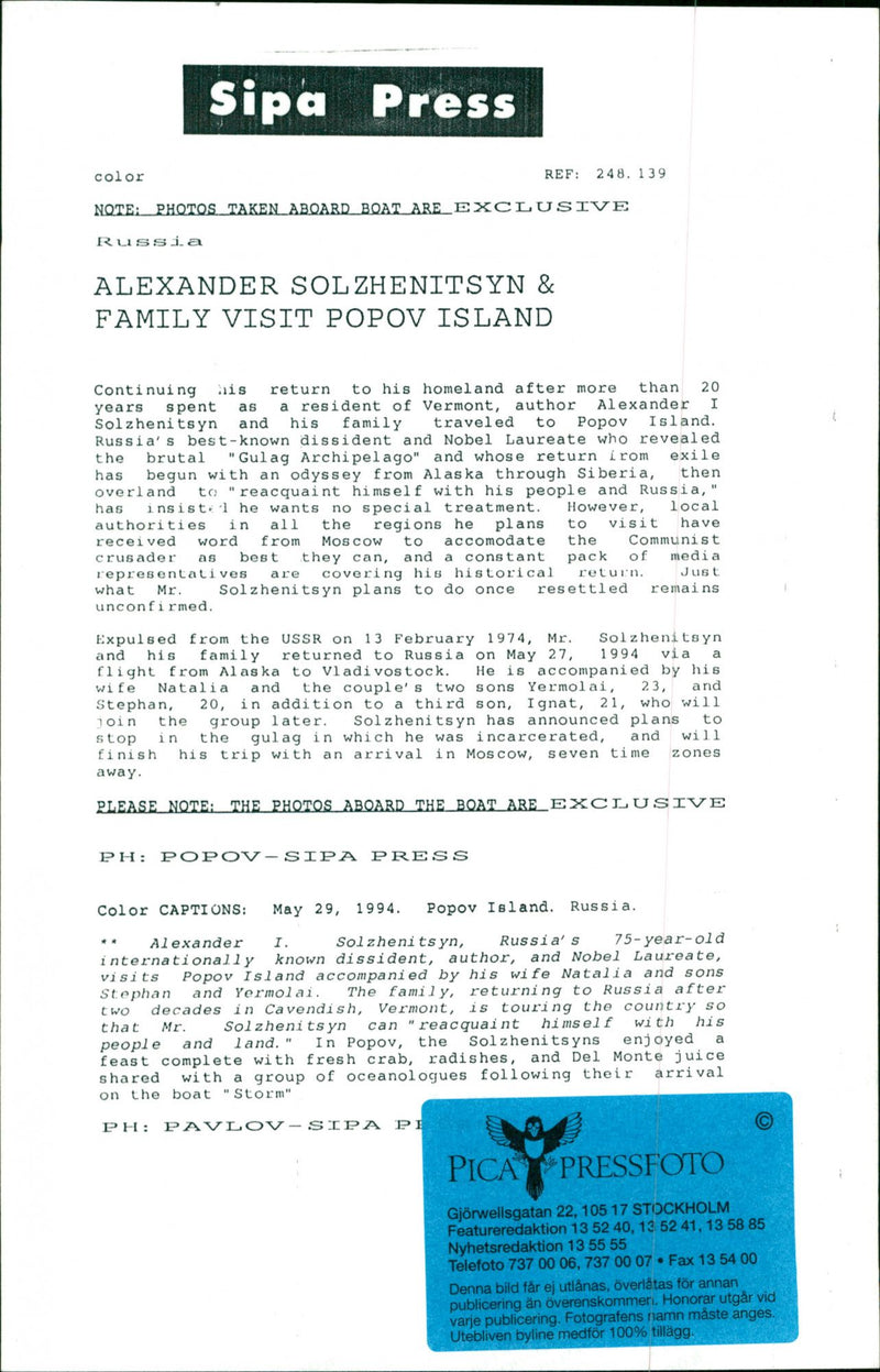 Aleksandr Solzhenitsyn - Vintage Photograph