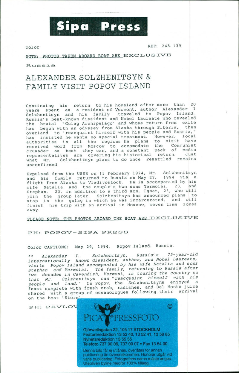 Aleksandr Solzhenitsyn - Vintage Photograph