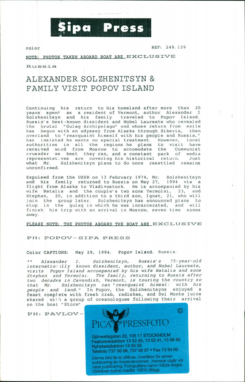 Aleksandr Solzhenitsyn - Vintage Photograph