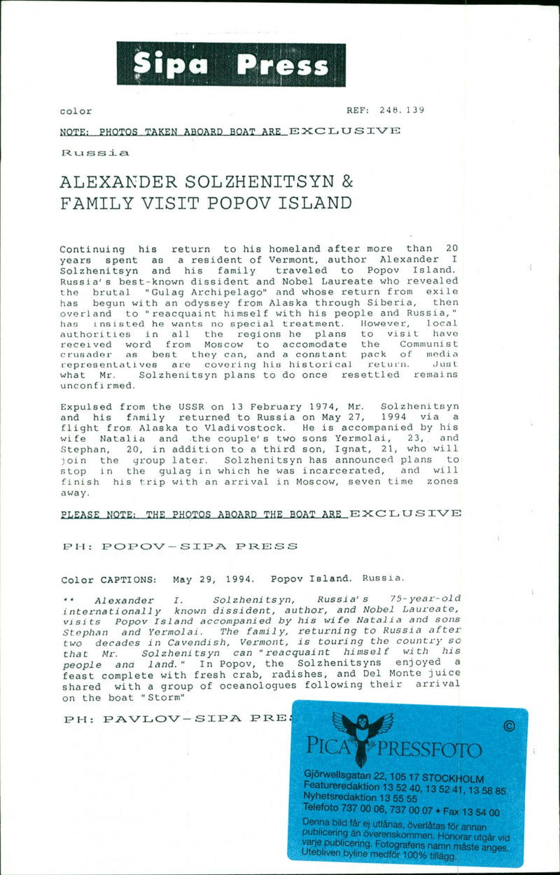 Aleksandr Solzhenitsyn - Vintage Photograph