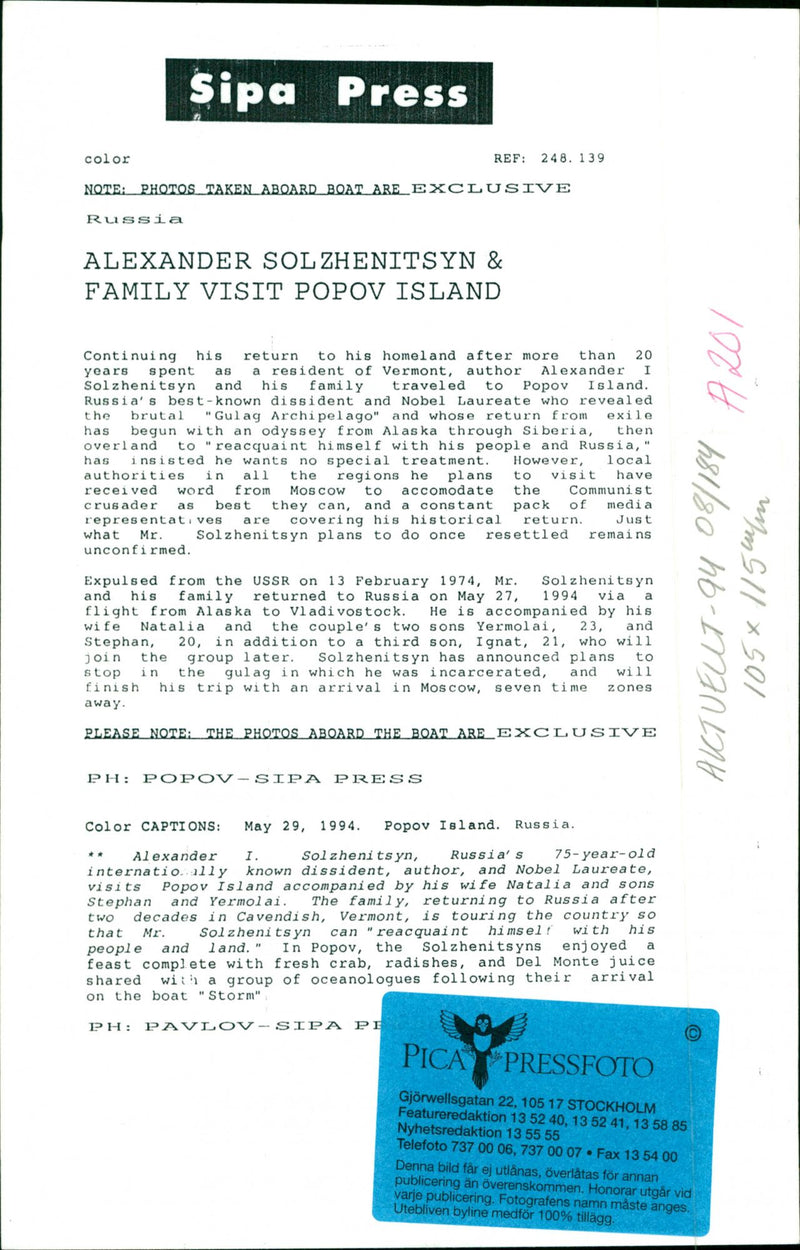 Aleksandr Solzhenitsyn - Vintage Photograph