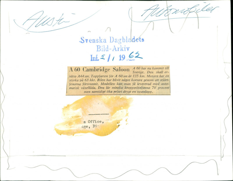 Cars: Austin:  A60 Cambridge Saloon - Vintage Photograph