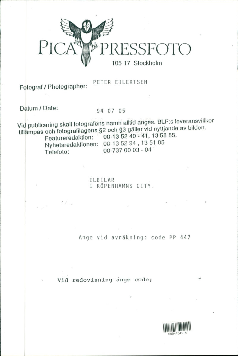 Electric cars in Copenhagen City. - Vintage Photograph