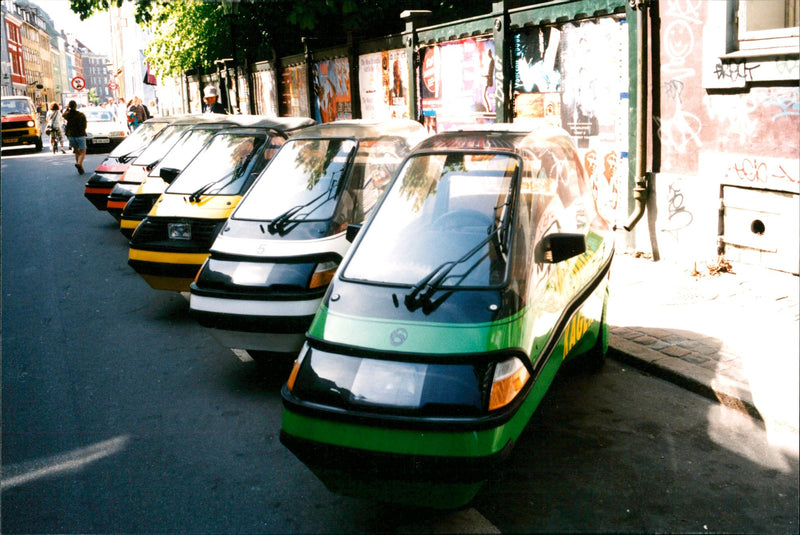 Electric cars in Copenhagen City. - Vintage Photograph