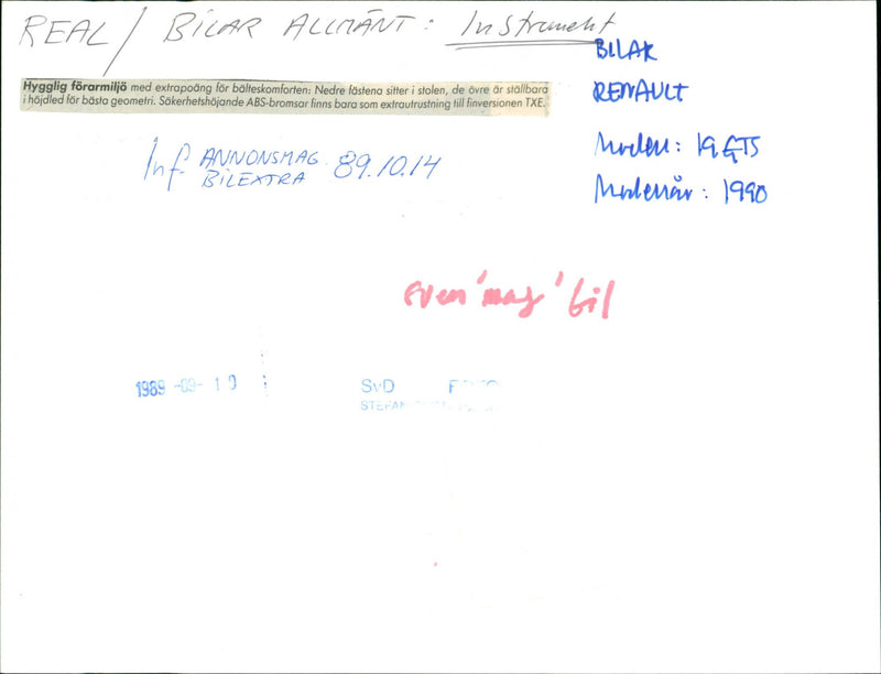 CARS: Instrument etc - Vintage Photograph