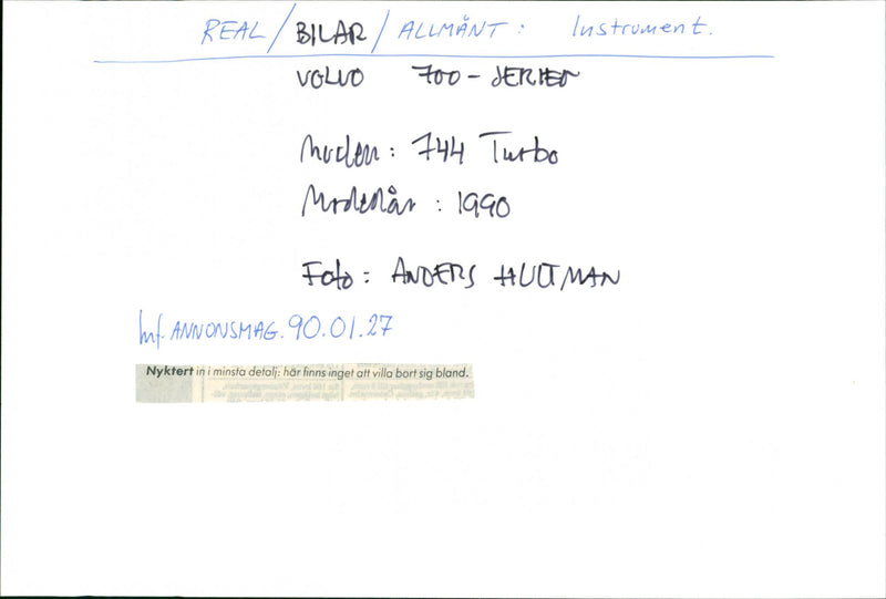 CARS: Instrument etc - Vintage Photograph