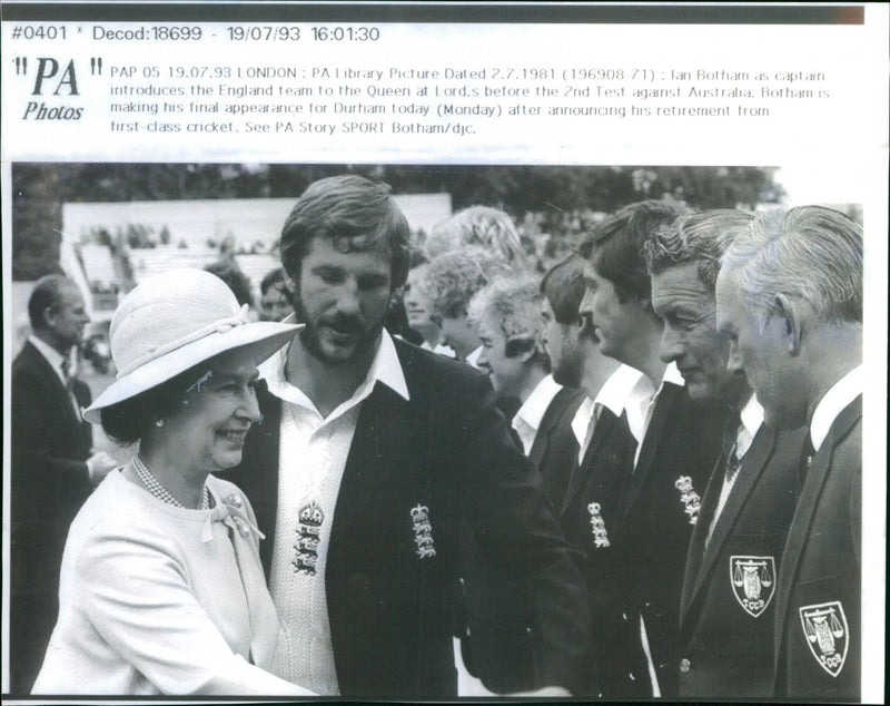 Ian Botham with Queen Elizabeth II - Vintage Photograph