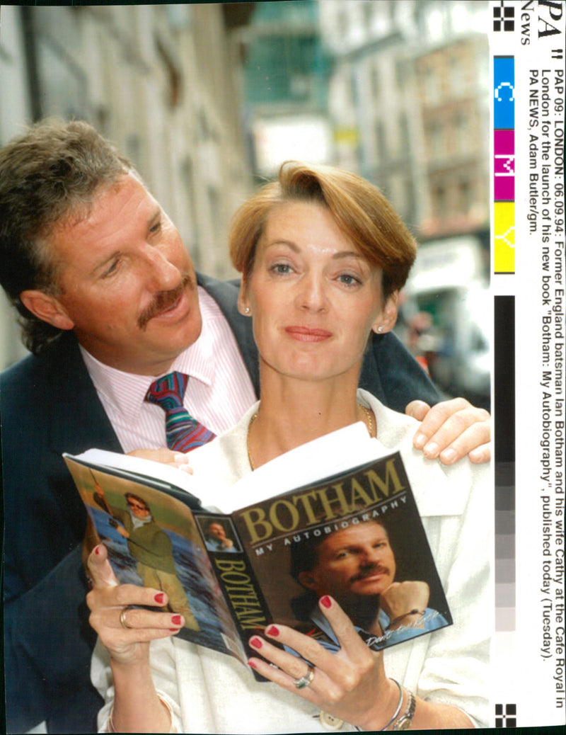 Ian Botham and his wife Cathy at the Cafe Royal in London for the launch of his new book "Botham: My Autobiography" - Vintage Photograph