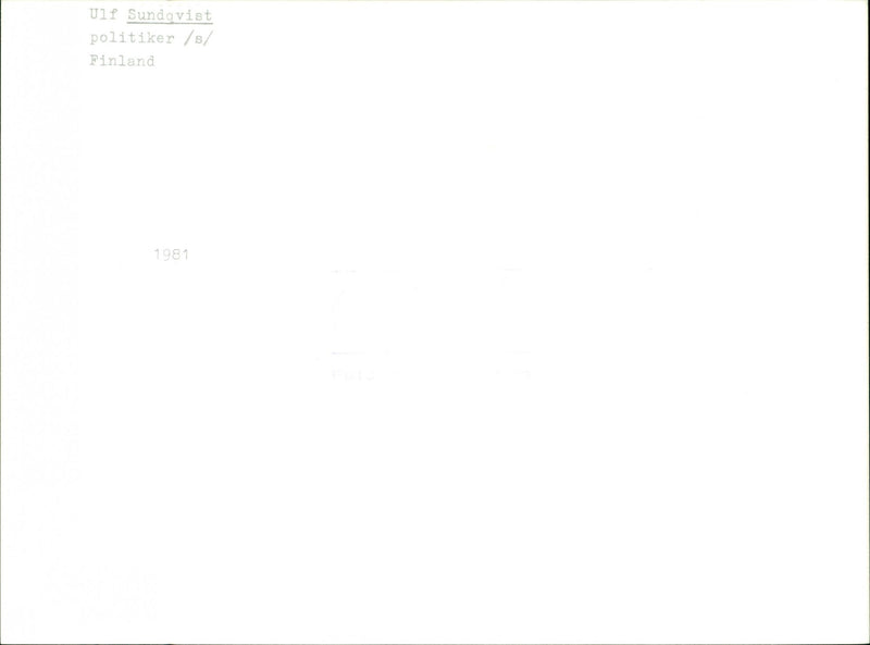 Ulf Sundqvist, politician Finland. - Vintage Photograph