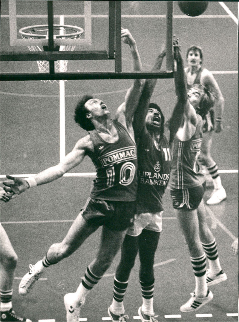 Lars Christian Grundberg and Larry Robinson, basketball players. - Vintage Photograph