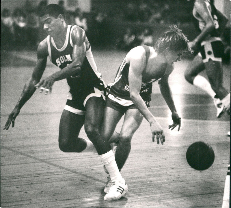 Peter Mellström and Charles Barton, basketball players. - Vintage Photograph