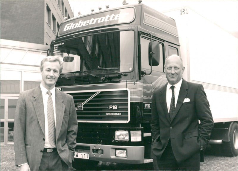 Volvo Trucks CEO Sten Langenius and VVD Bengt Calén in front of the new flagship F16. - Vintage Photograph