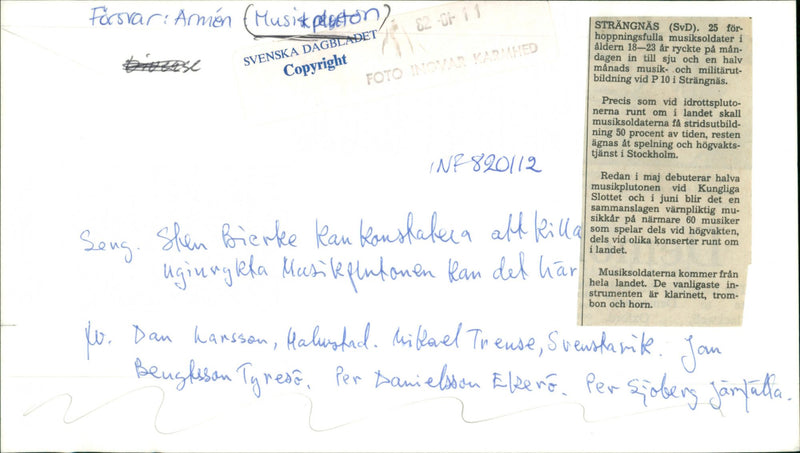 Army: Music Platoon - Vintage Photograph