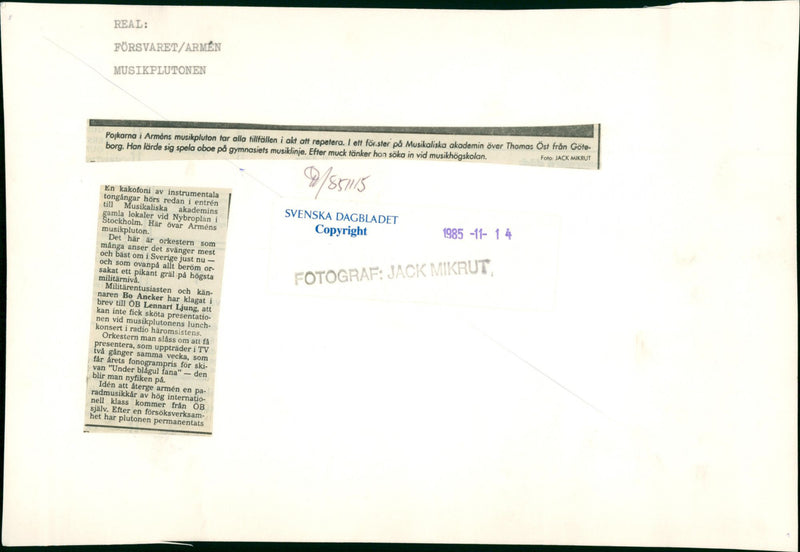 Army: Music Platoon - Vintage Photograph