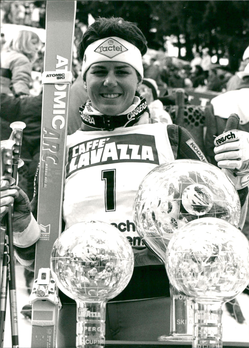 Michela Figini, Alpine skier from Switzerland. - Vintage Photograph