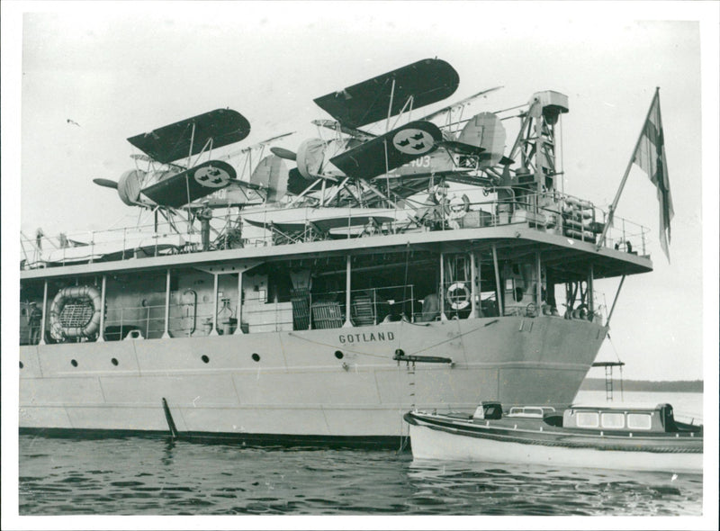 Marine Defense, The aircraft cruiser Gotland. - Vintage Photograph