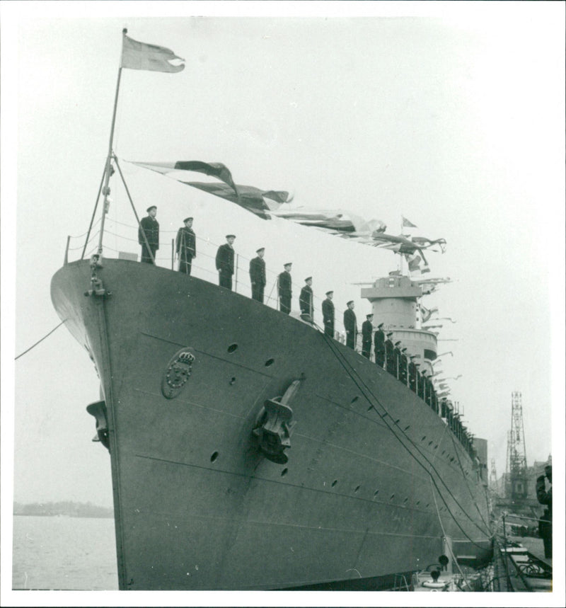 Marine Defense, Cruiser Three Kroner. - Vintage Photograph