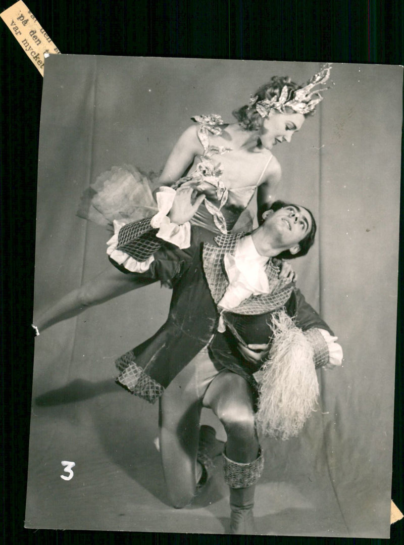 Brita Appelgren and Teddy Rhodin rehearse for the ballet premiere at the Opera. Tchaikovsky's "Sleeping Beauty" is on the program - Vintage Photograph