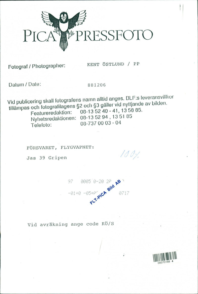 Jas 39 Gripen - Vintage Photograph