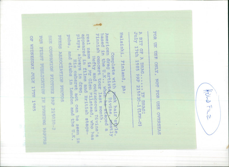 1985 STAGE BRITISH AMERICAN CONCERT PRESS - Vintage Photograph