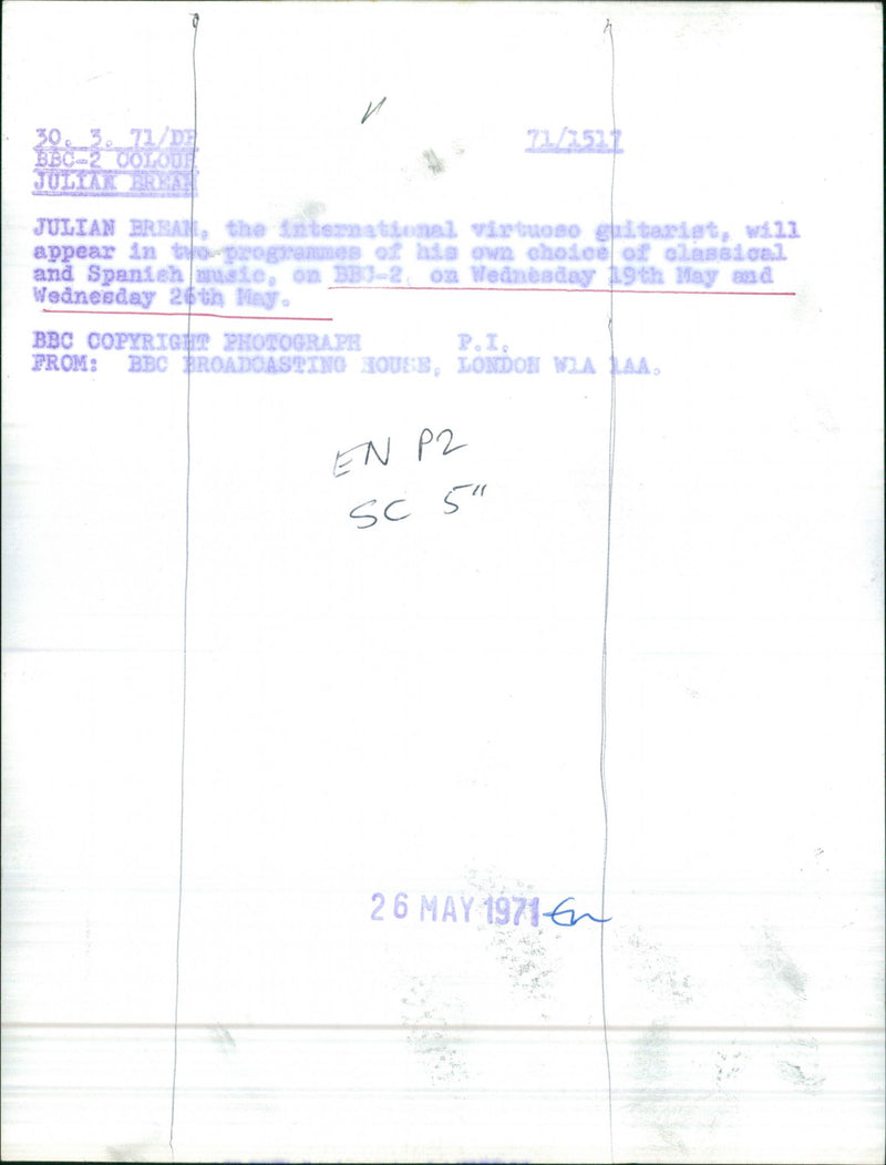 1971 MUSIC INTERNATIONAL PETER - Vintage Photograph