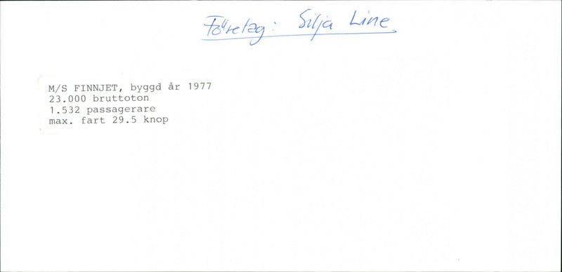 Silja Line, MS Finnjet. - Vintage Photograph