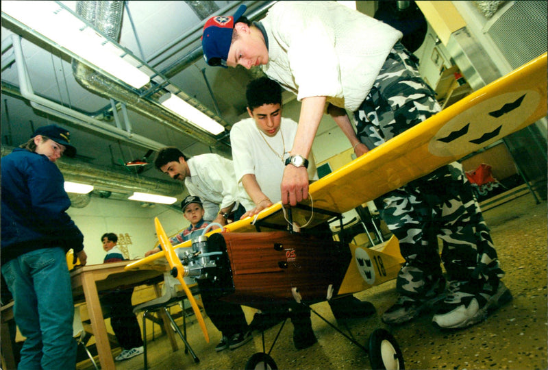 Airplane model builders in Tumba - Vintage Photograph