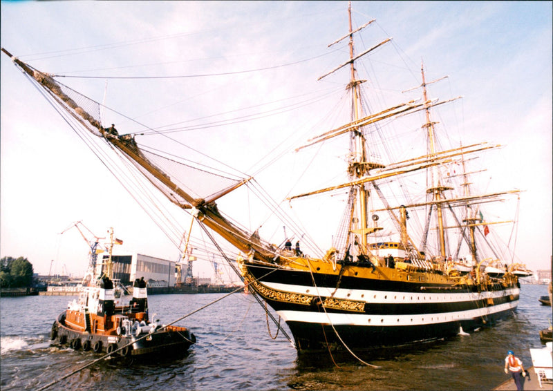 Amerigo Vespucci at Landungsbrücken in Hamburg - Vintage Photograph