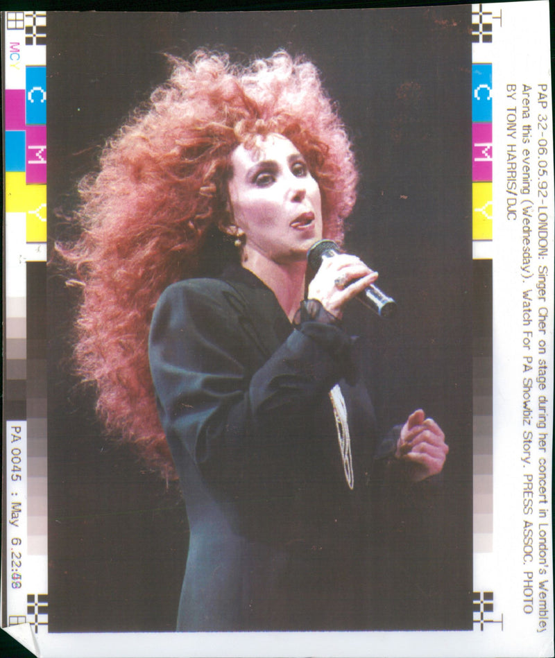 Cher on stage during her concert in London's Wembley Arena - Vintage Photograph