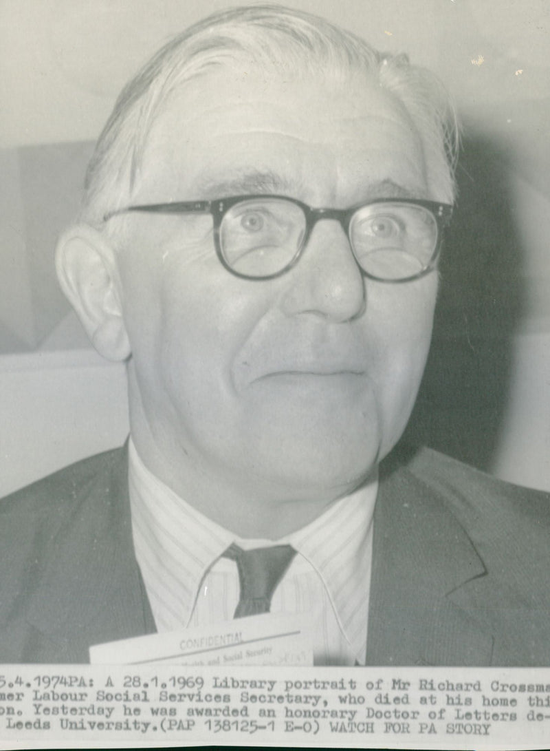 Labour Social Services Secretary Richard Crossman - Vintage Photograph