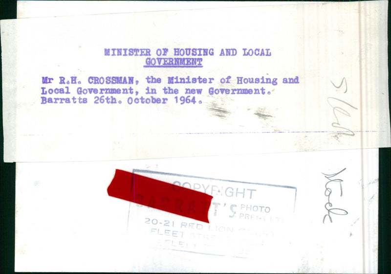 Minister of Housing and Local Government Richard Crossman - Vintage Photograph