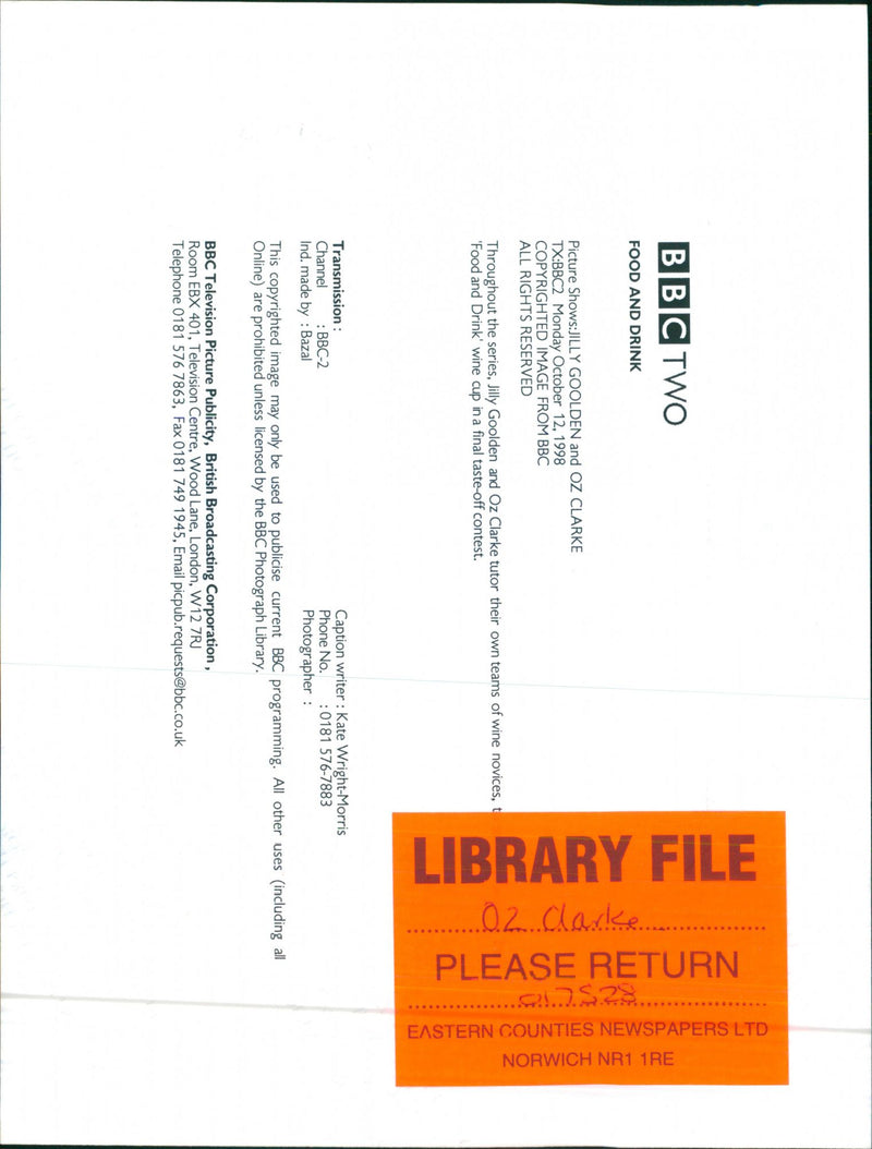 1998 THIS ED IMAGE BRITISH SERIES WRITER TELEVISION - Vintage Photograph