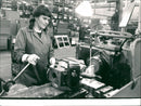 Volvo Skövdeverken Tuula Kemppainen at a turret company. - Vintage Photograph