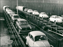 Completed cars leaving Volkswagen plant at Wolfsburg - Vintage Photograph