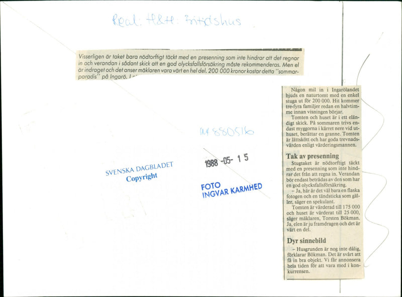 1988 BUT WHERE CABIN INGARO HOMES ONLY CROWNS TRUE NATURE VERA - Vintage Photograph