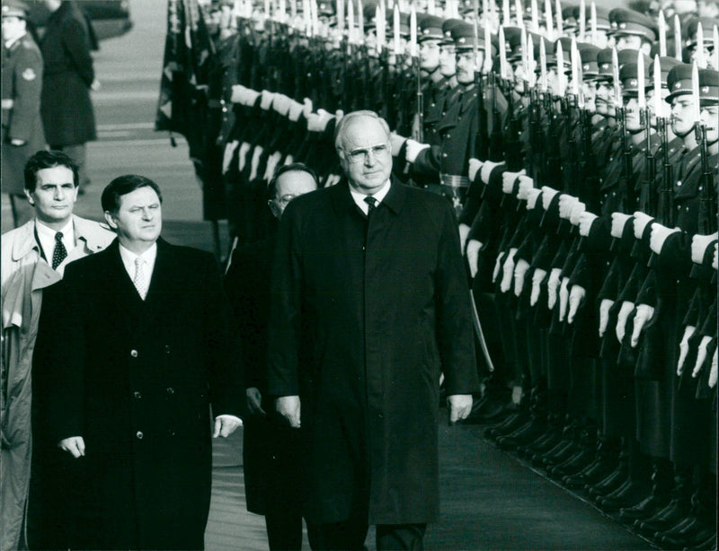 Helmut Kohl and Miklos Nemeth. - Vintage Photograph